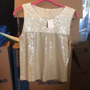 J CREW sleeveless two tone sequin top NWT